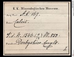 Etiketten zu Calcit (NHMW-MIN-Ab167)